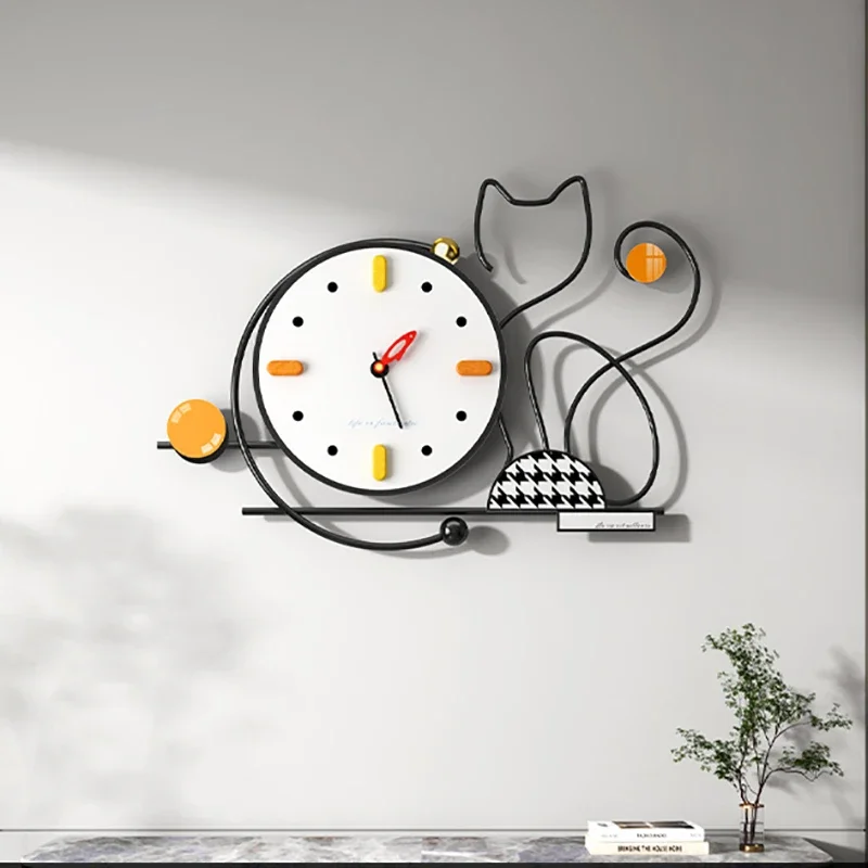 New Cartoon Cute Metal Wall Clocks Modern Stylish Led Art Wall Stickers Household Fashion Luxury Quiet