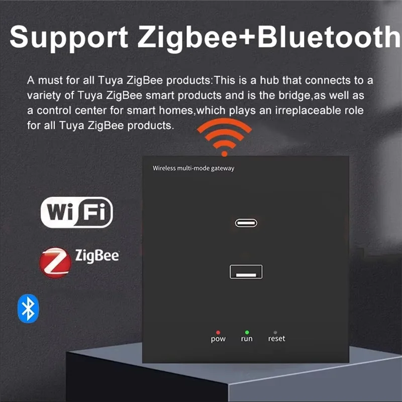 B03B-Tuya Zigbee Multi-Mode Wall Gateway Smart Home Wifi Bridge Bluetooth Mesh Smart Life Remote Control