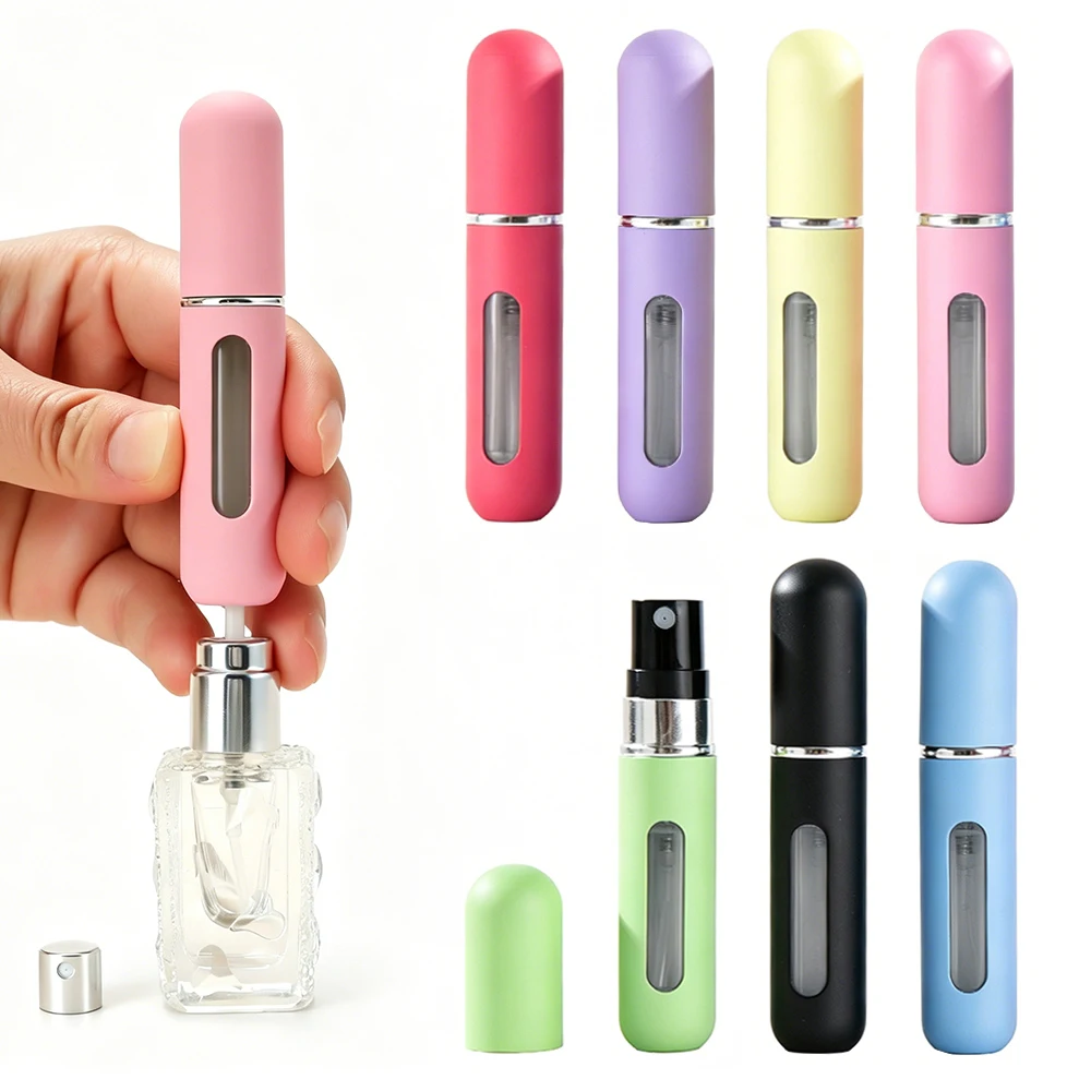 Nuevo Atomizador de Perfume Recargable de 5 ml, Color Caramelo, Portátil, Recargable, con Pulverizador de Niebla Fina, Envase Vacío para Cosméticos y Fragancias de Viaje