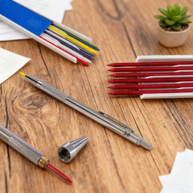 

Металлический механический карандаш из нержавеющей стали, 3,0 мм, свинцовый сердечник, нелегко сломать, инженерный рисунок, живопись, эскизы, студенческое письмо