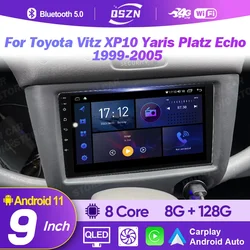 For Toyota Vitz XP10 Yaris Platz Echo 1999-2005 2din Android 12 Car Radio Multimedia Player Wireless Carplay Auto GPS Navigation
