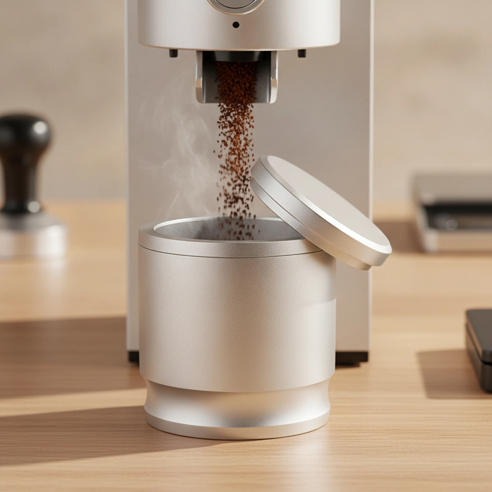 Coffee Dosing Cup with Lid 58mm Espresso Dosing Cup Lightweight Cylindrical for Baristas, Portafilter