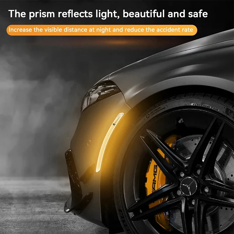 2Pcs Reflective Wheel Eyebrow Warning Stickers Car Exterior Decor Accessories For Peugeot 206 207 208 301 307 308 3008 408 508 2