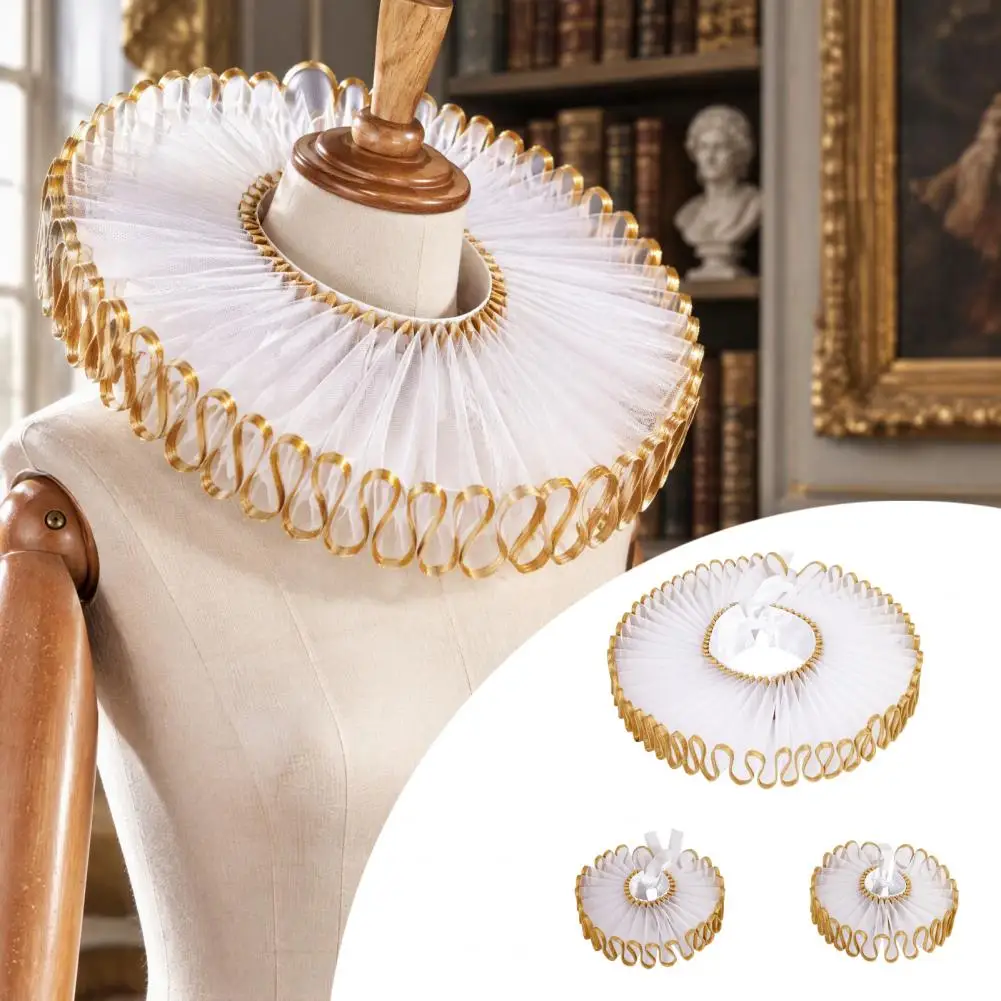 Oversized Theatrical Costume Ruff Collar Renaissances Decorative Detachable Mesh Neckpiece for Daily Wear Reenactments