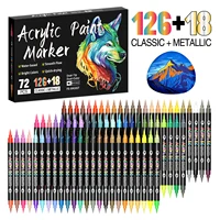 Juego de 120 Marcadores de Pintura Acrílica de Doble Punta y Doble Color, 240 Colores, Marcadores a Base de Alcohol con una Amplia Gama de Colores, Aptos para Pintar Telas, Manualidades y Material Escolar