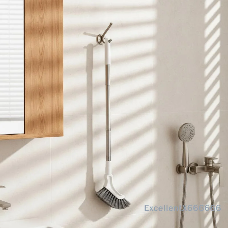 Telescopic Crevice Cleaning Brush With Dense Stiff Bristles Adjustable Long Handle For Bathroom Tile Gap Toilet Edge Cleaning