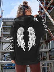 New fashion High street ladies black hoodie draw rope kangaroo pocket American hoodie fashion trend