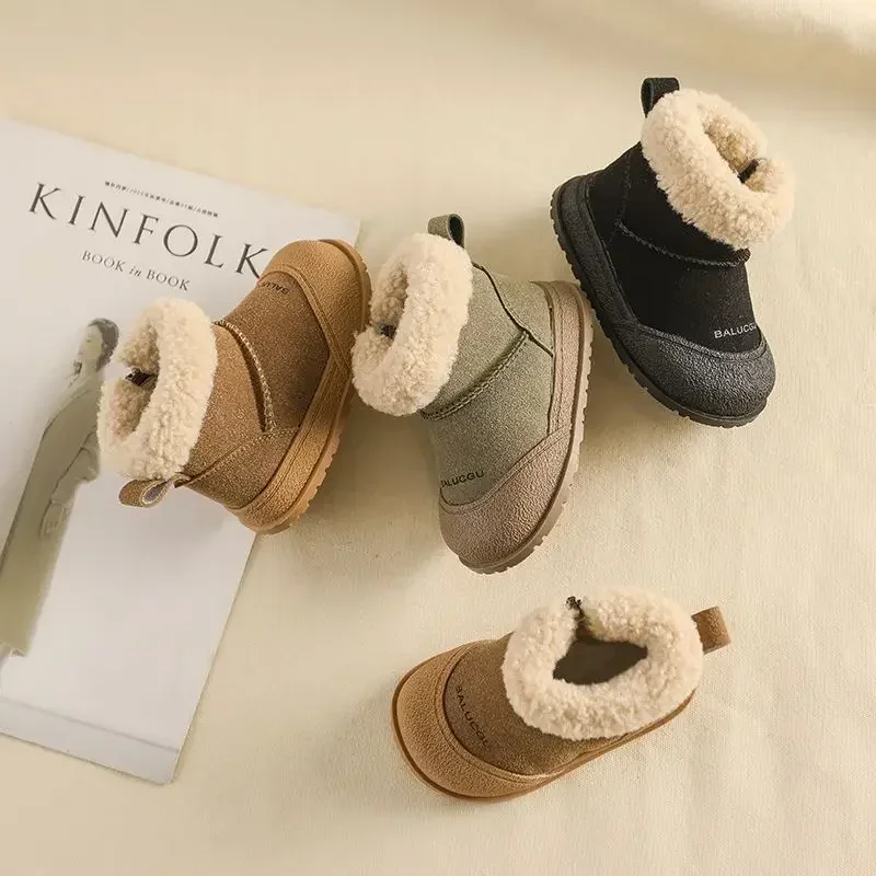 Toddler Kids Winter Snow Boots, Curly Furry Collar, Side Zipper, Warm Lining, Non Slip Sole for Cold Weather Daily Wear