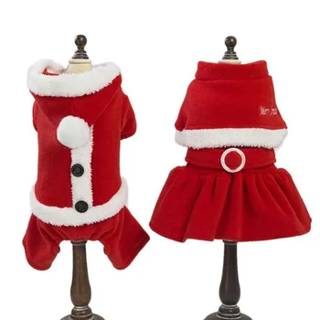 Christmas Pet Dog Winter Warm Dog Dresses For Small Dogs Dog Jumpsuits Dress Couple Chihuahua Yorkshire New Year Jacket Apparels 2