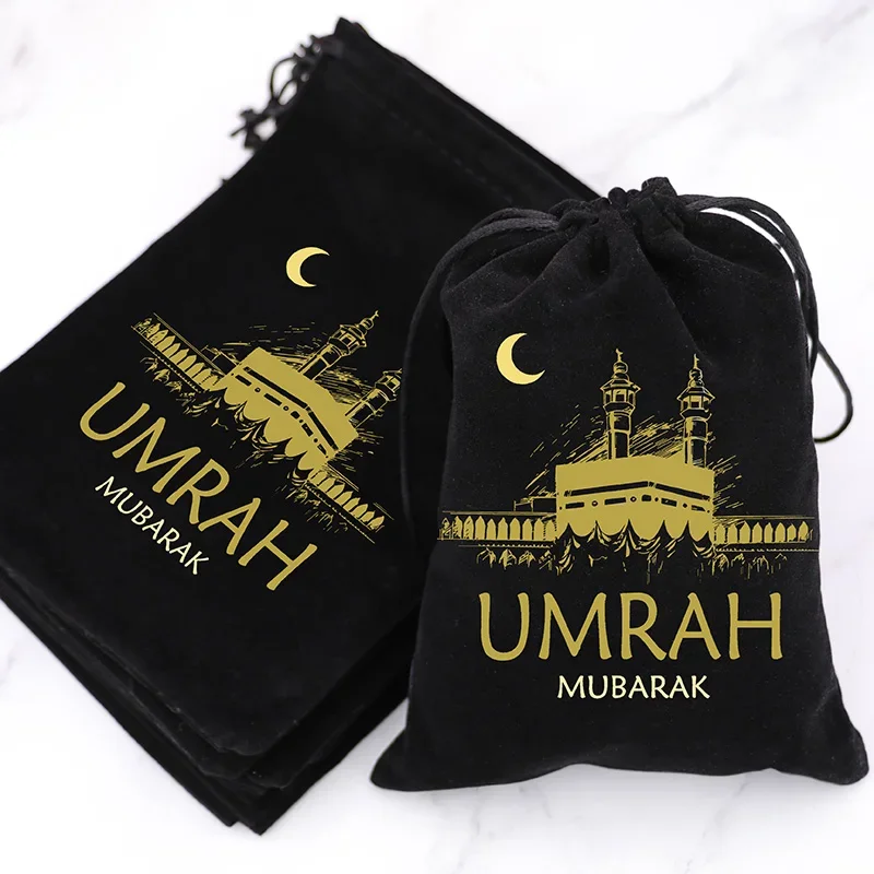 5pcs umrah mubarak black gift bags Muslim Islamic Ramadan Kareem eid decoration hajj Congratulation keepsake celebration present