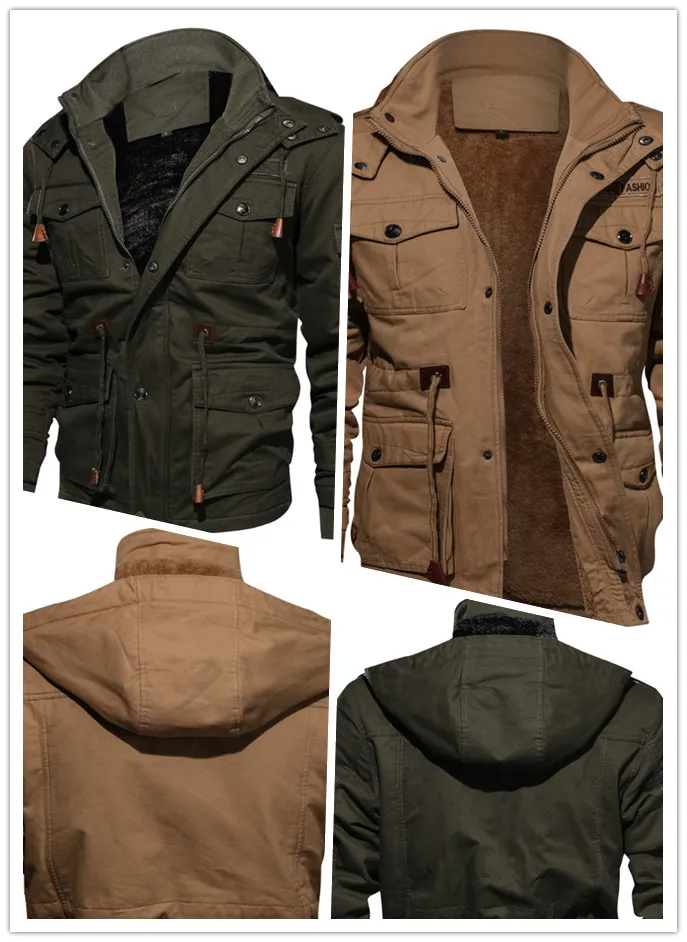 

Thickened Jackets Men's Winter Plush Coat Autumn Large Tactical Cotton Jacket Medium And Long Work Clothes Bomber Tactical Coats
