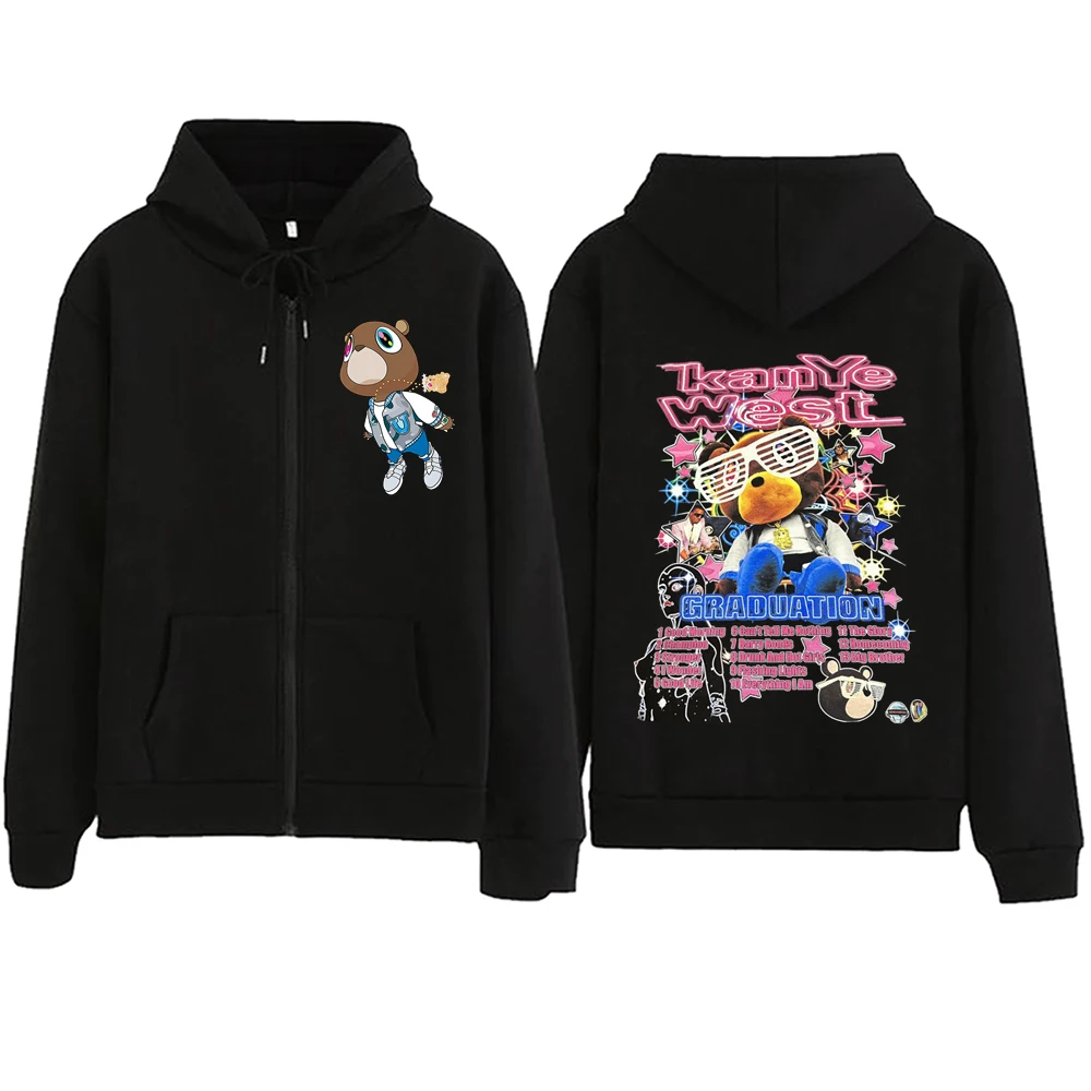 

Kanye West Graduation Zipper Hoodie Harajuku Hip Hop Sweatshirt