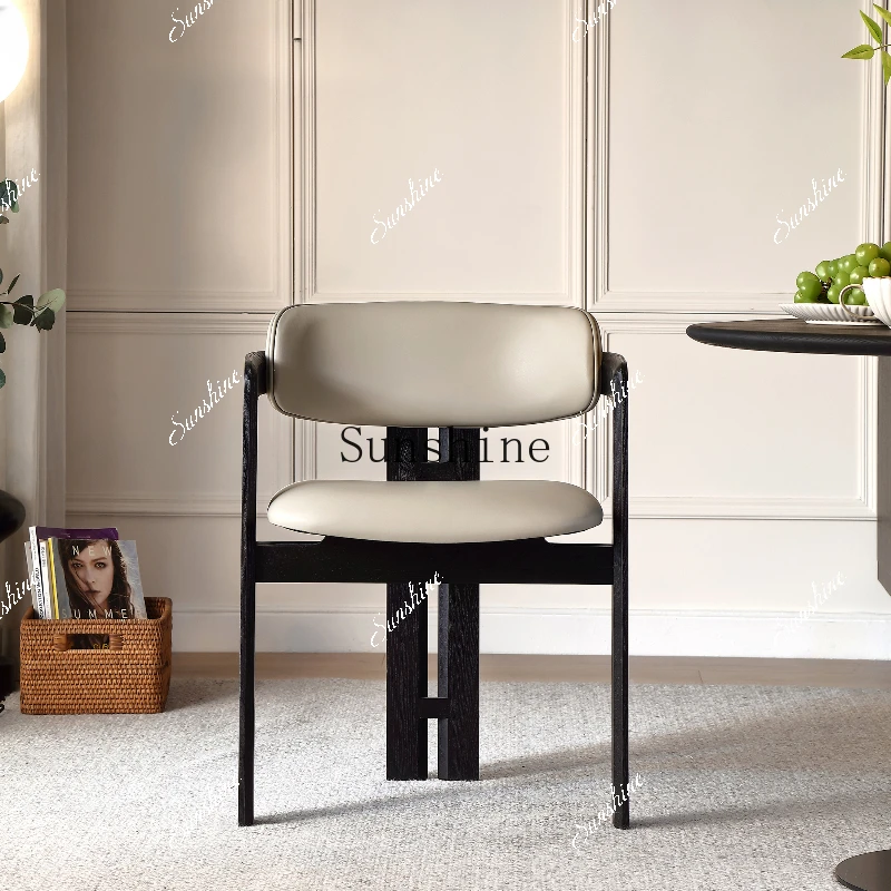 Solid wood black Nordic home hotel fashion back chair design creative retro casual  FT