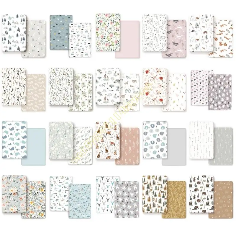 

2xPrinted Pram Fitted Sheet Removable Slipcover Comfortable for Infant Boy Girls DXAD