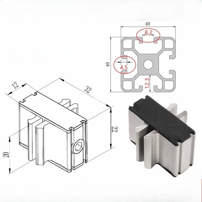 1PCS European Standard 4040 Aluminum Profile Quick Assembly Parts Frame Connectors Fixing Blocks Assembly Accessories