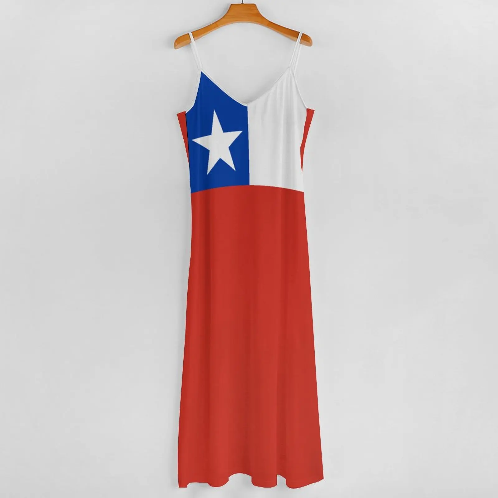 Long Dresses Dress Chile Flag Print New Casual Sleeveless Women\'s V-Neck Printed Dress Swing Retro Dresses