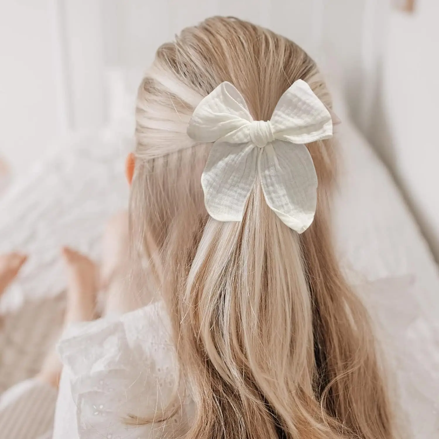 4Pcs Cotton Bow Hair Clips Baby Girls Women Large Sailor Head Bows Accessories Hair Grips for Kids Christmas Hair Bow