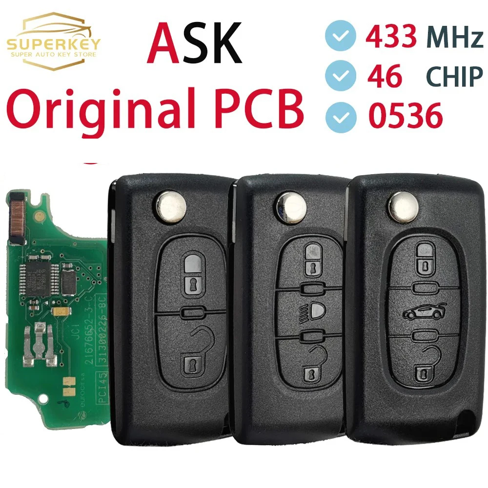 

ASK 0536 OEM печатная плата для Citroen C2 C3 C4 C5 C6 Xsara Berlingo для Peugeot 207 307 308 407 607 807 HU83 VA2 откидной дистанционный ключ от автомобиля