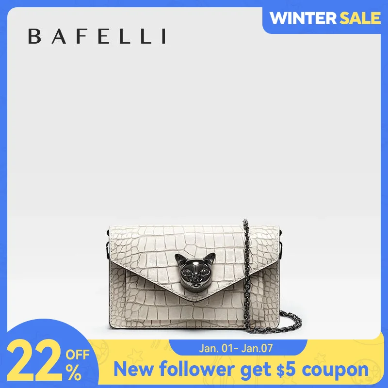 BAFELLI 2024 NEW WOMEN'S BAG FASHION TREND CLUTCH CAT CORSSBODY HANDBAGS LUXURY BRAND DESIGNER SHORTY CHAIN BUY SEPARATELY