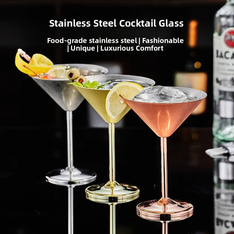 Martini Cocktail  Cup 304 Stainless Steel Highball Glass Champagne Bar Cup Classical Cocktail Drinking Utensils