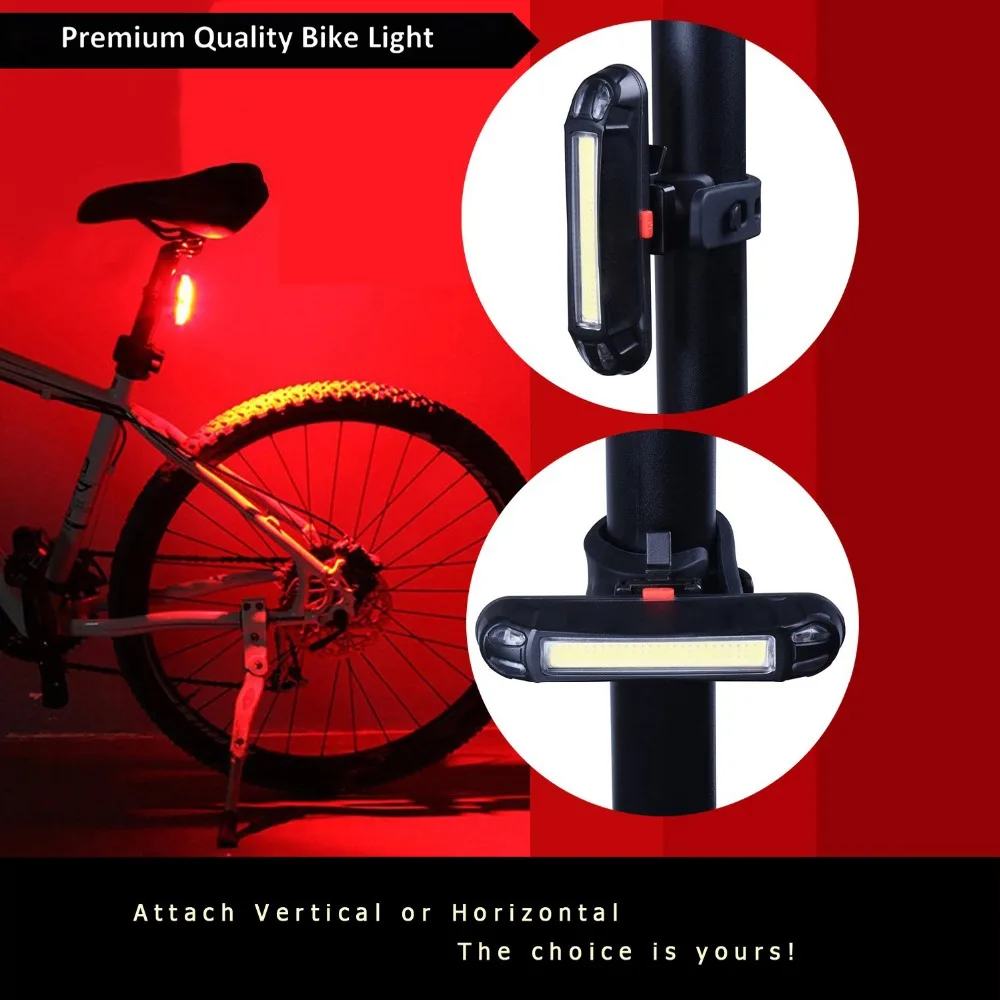 Luz LED trasera para motocicleta FatBike, superluz recargable por USB, Luz intermitente De seguridad De La Bici