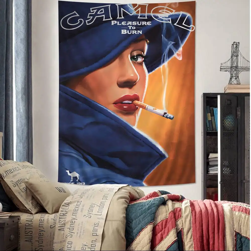 Vintage Camel Cigarettes Cartoon Tapestry Art Science Fiction Room Home Decor Wall Hanging Home Decor