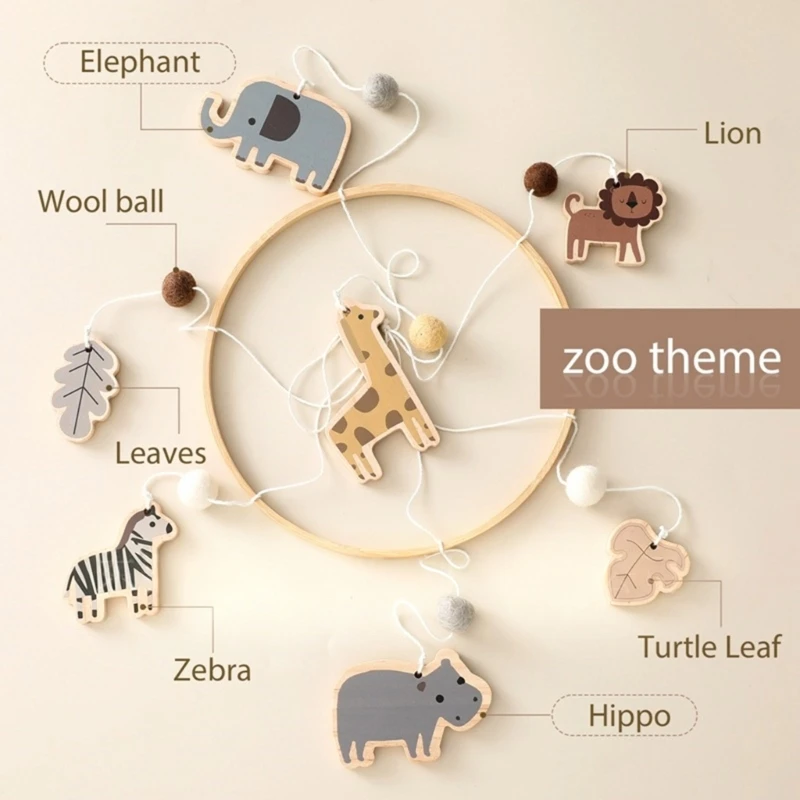 동물 유아용 침대 걸이 이동식 천연 소재 무음 모터 회전 감각 장난감 15UB