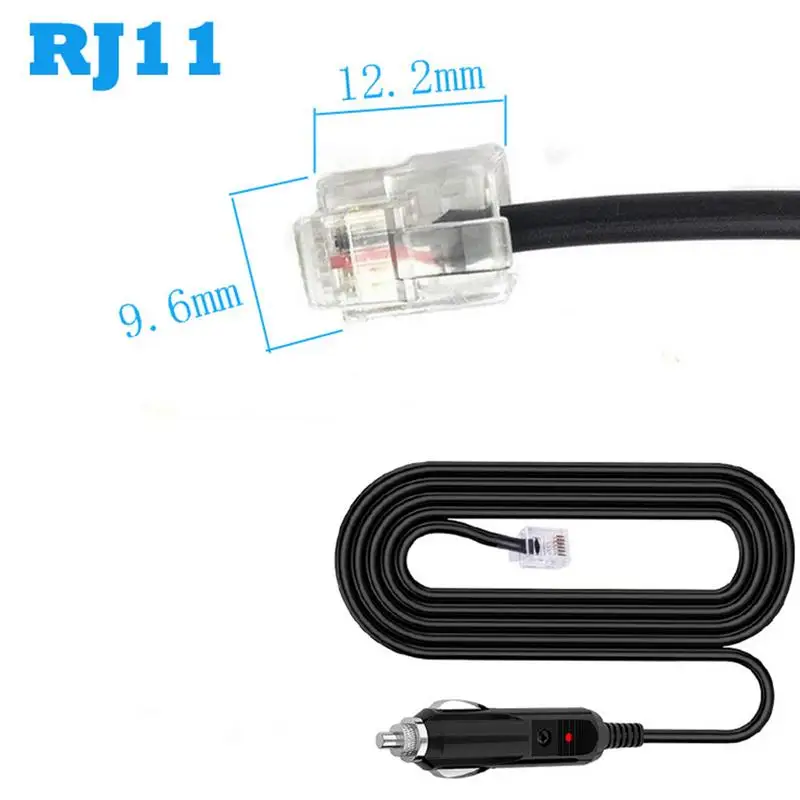 Radar Detector Adapter Cable 12V 2A Radar Detector Lighters to Rj11 Adapter Straight Power Cord Replacement Connecting Cables