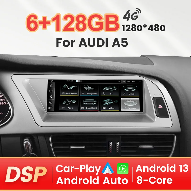 

8.8INCH Android 13 All in one Auto Car Multimedia For Audi a5 2009-2017 Car Radio GPS Navigation For CarPlay Android Auto BT DSP