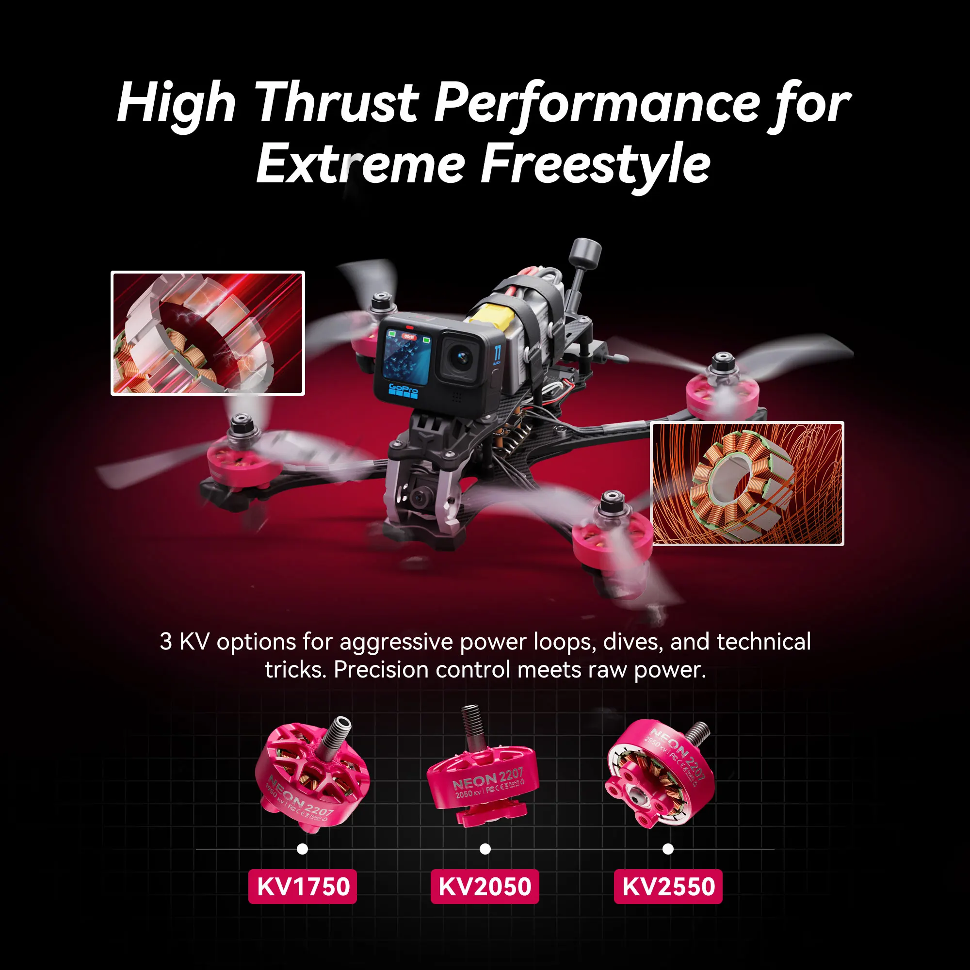 MEPS NEON 2207 FPV Motor for 5 inch Freestyle Drone 1950KV/2050KV/2550KV