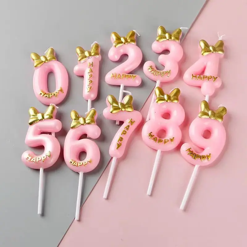 

Pink Birthday Candle 0-9 Number Cake Topper Candles for Kids Baby Girls 1st Birthday Party Decoration Supplies DIY Baking Tools