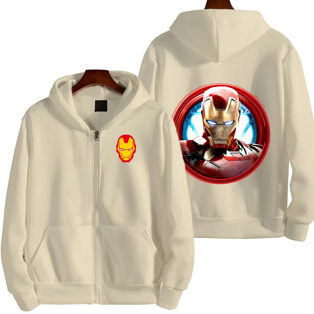 

Мужская толстовка на молнии Marvel Iron Man, весенне-осенняя женская толстовка оверсайз, новинка 2025 года, парная одежда в стиле супергероев, топы