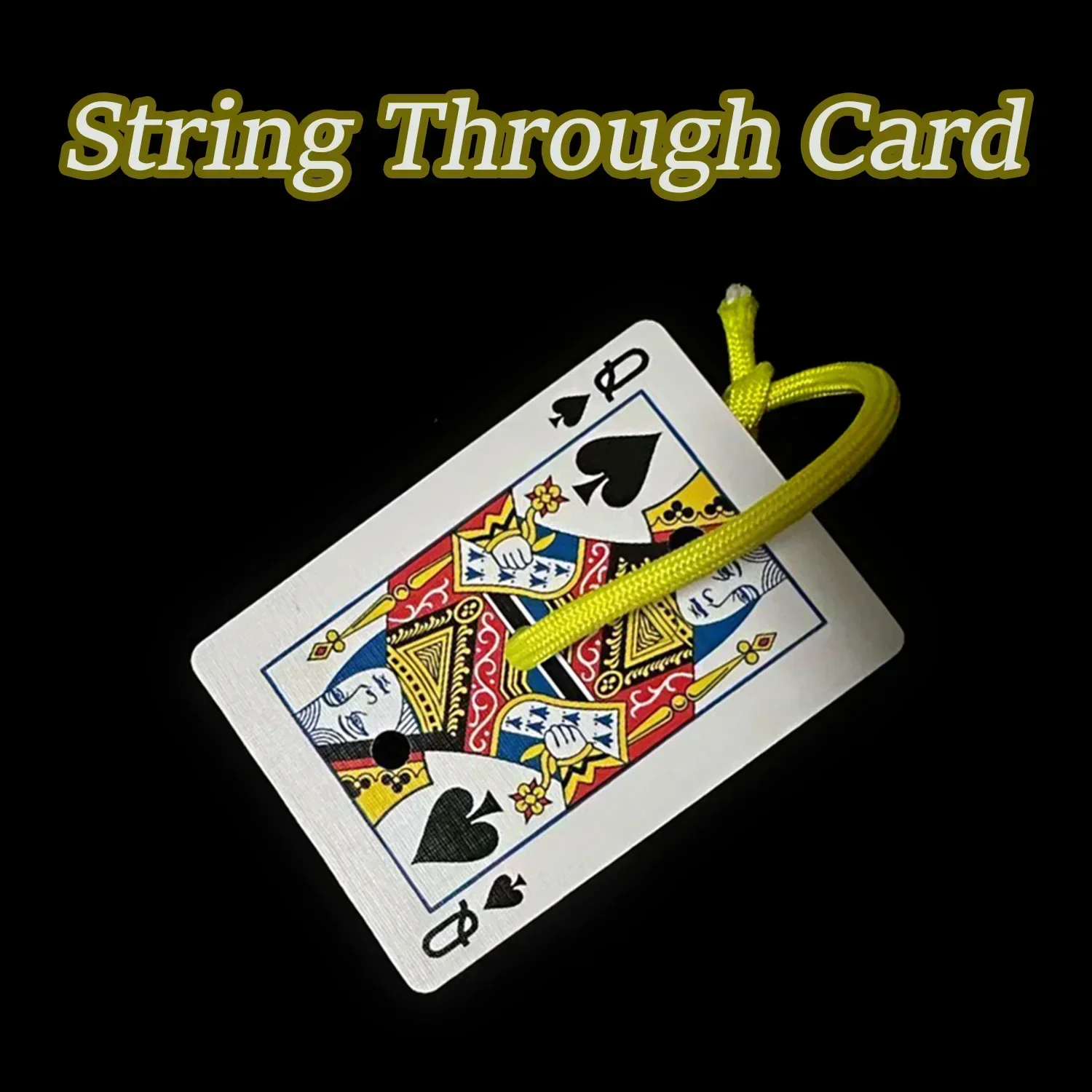 

String Through Card Magic Tricks Close-up Street Illusions Gimmicks Mentalism Props Strings Jumps Between Three Holes Card Magia