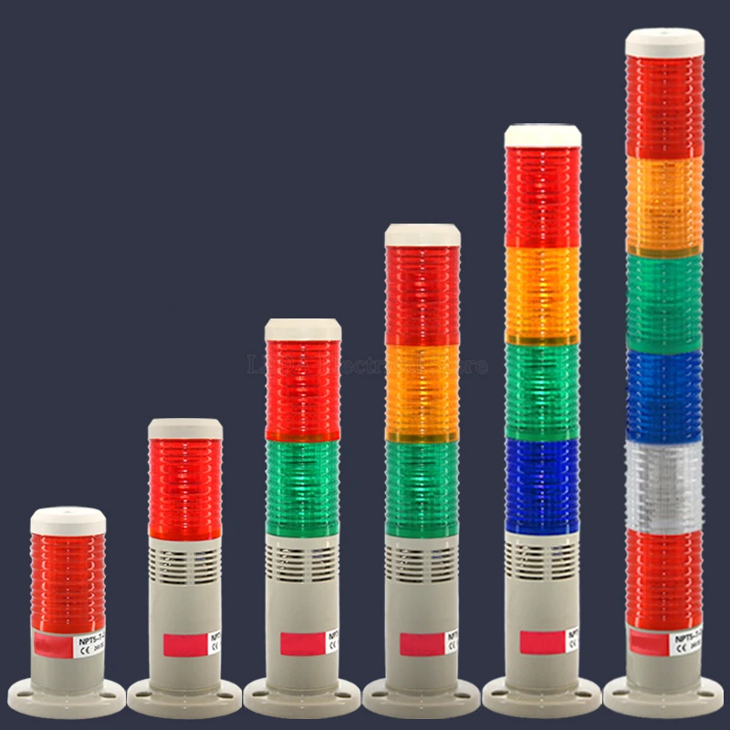 1Pcs 24VDC~AC NPT5-K-D With/Without Sound Multi-layer Combination Warning Light LED Waterproof Machine Tool Lamp Conjoined Base