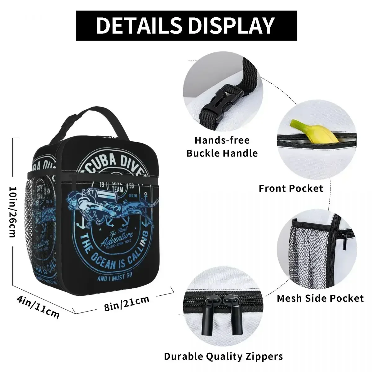 

Lunch Box for Women Diving Lover Gift Thermal Cooler Food Insulated Bag Kids School Children