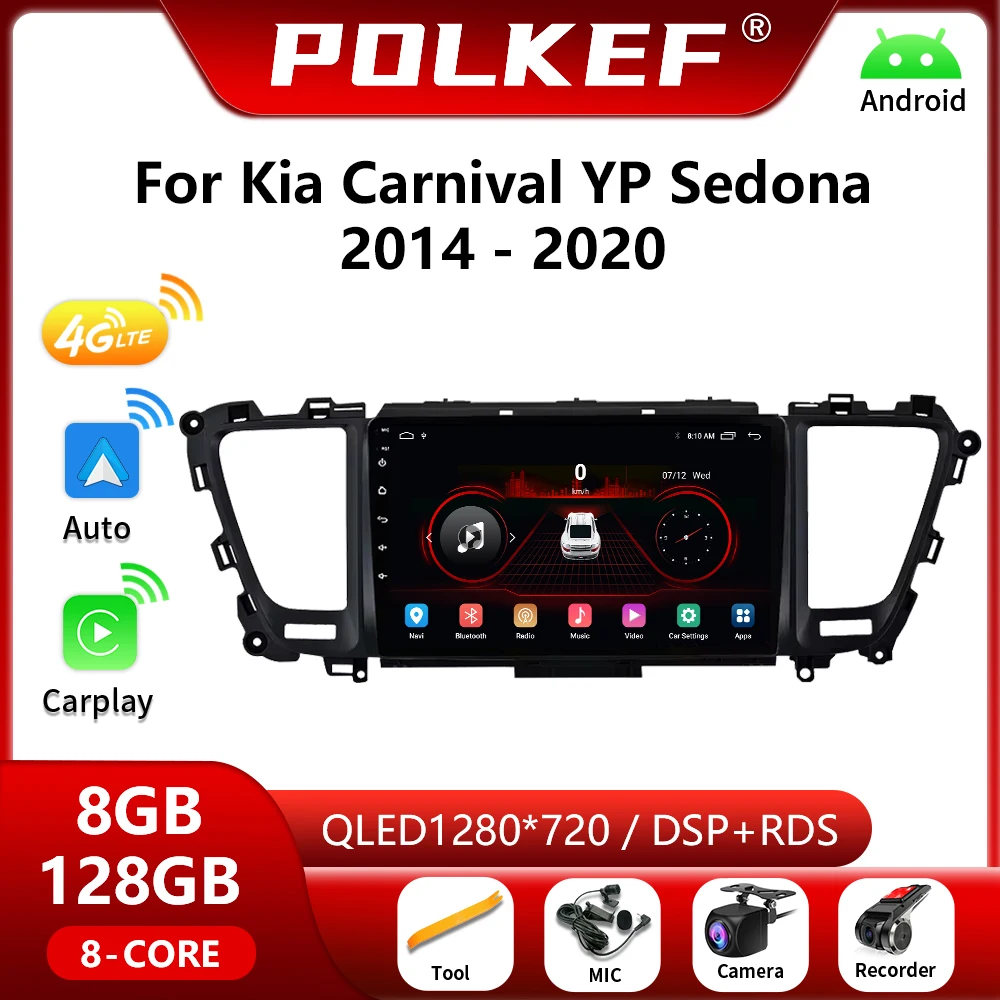 

Android Auto Car Radio For Kia Carnival YP Sedona 2014-2020 Multimedia Video Player 4G Carplay GPS Navigation 2 Din DVD Stereo