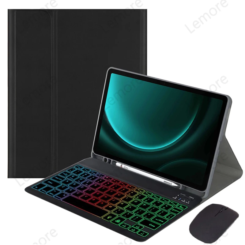 

Case with Rainbow Backlit Keyboard for Samsung Galaxy Tab S9 S8 S7 11 inch Case with Pencil Slot Stand Cover Detachable Keyboard