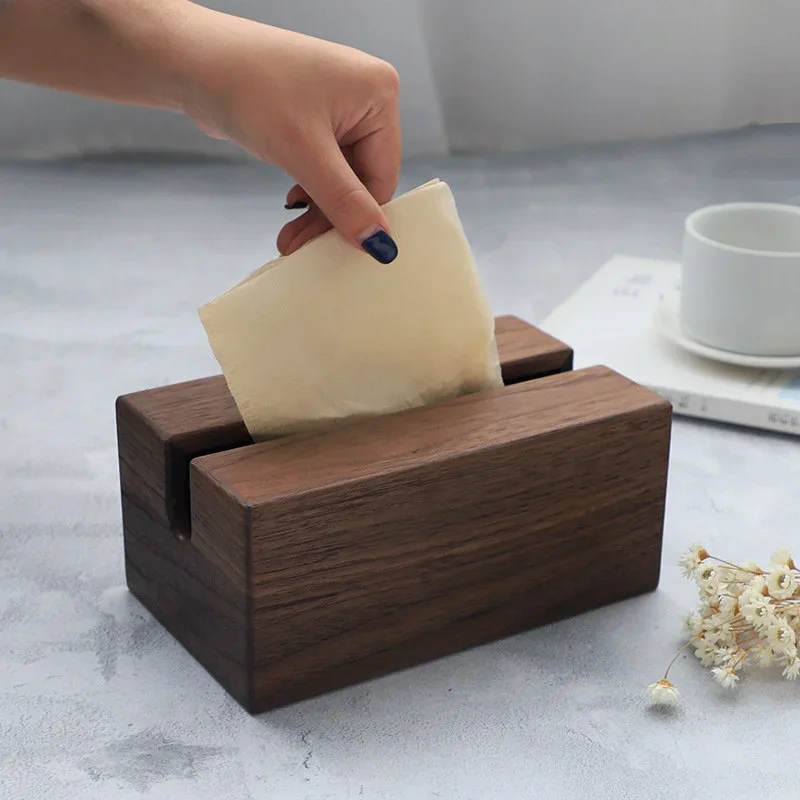 Wooden Tissue Box Rectangular Napkin Paper Towel Holder Car Tissue Holders Home Desktop Extractable Type Napkin Toilet Paper Box