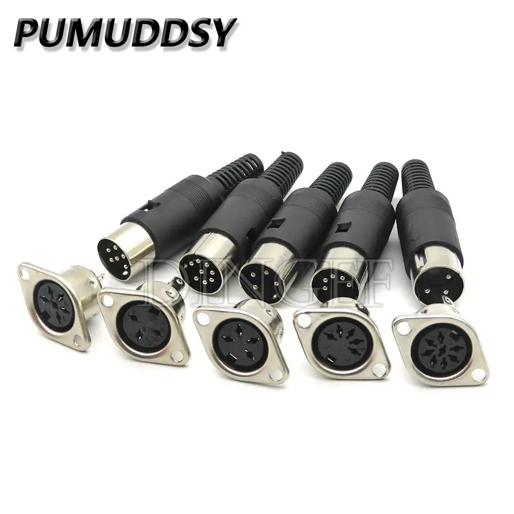 2PCS/lot S terminal Panel Mount Female & Male Jack 3/4/5/6/7/8PIN DIN Adapter MIDI Cable Connector