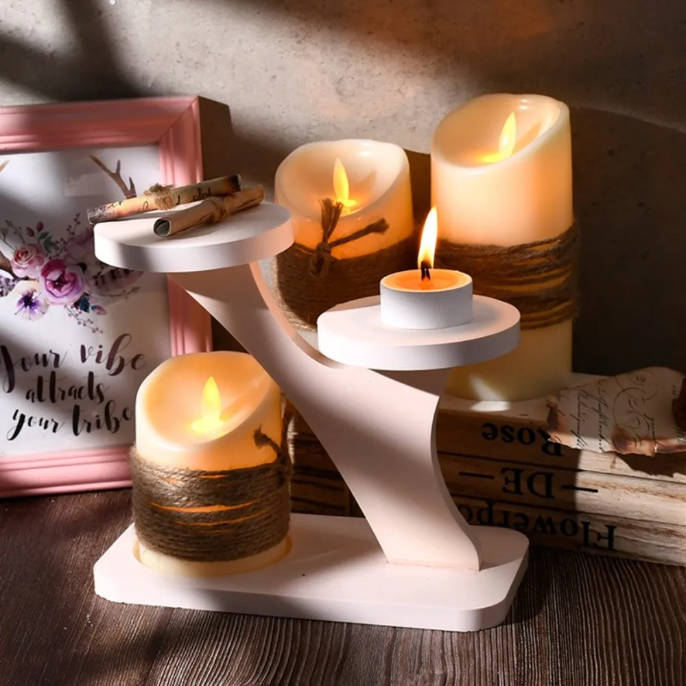 1SET DIY Epoxy Resin Mold Candlestick Holder Splicing Ornament Silicone Mold Plaster Candle Lamp Stand Display