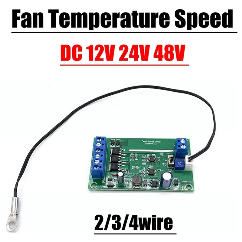 AB25-PWM Fan Speed Controller Temperature Monitoring DC 12V 24V 48V 10A 2-4 Wires Chassis Cabinet Fan Governor Switch Temp