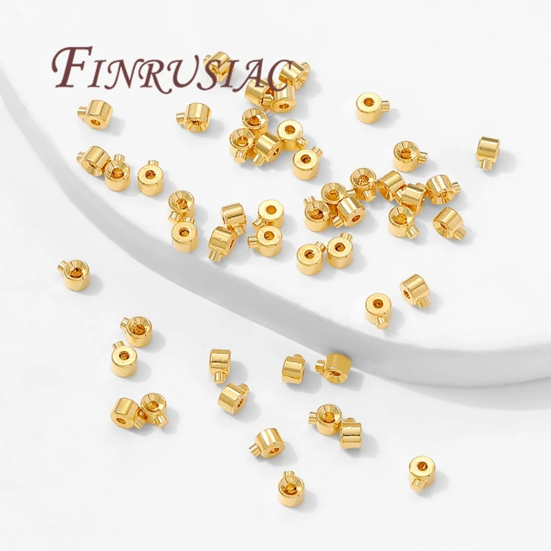 10/20 Stück 18 Karat vergoldete Quetschenden, silberne Quetschperlen, runde Crimp-Endperlen, DIY-Schmuckherstellungszubehör – Detail 18
