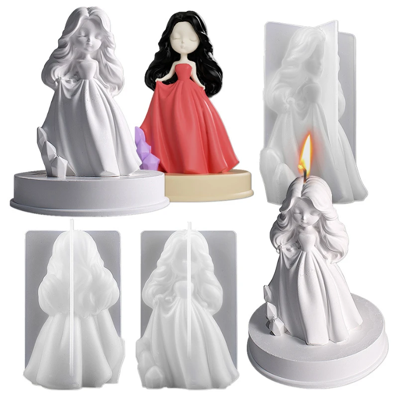 3D Cute Princess Silicone Candle Mould Angel Girl Soap Resin Plaster Making Mold DIY Human Chocolate Baking Tool Home Decor Gift