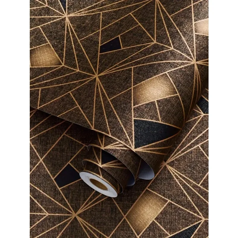 

Vinyl Black Gold Geometric Pattern Decor Contact Paper for Living Room Decoration Self Adhesive Waterproof Removable Wallpaper