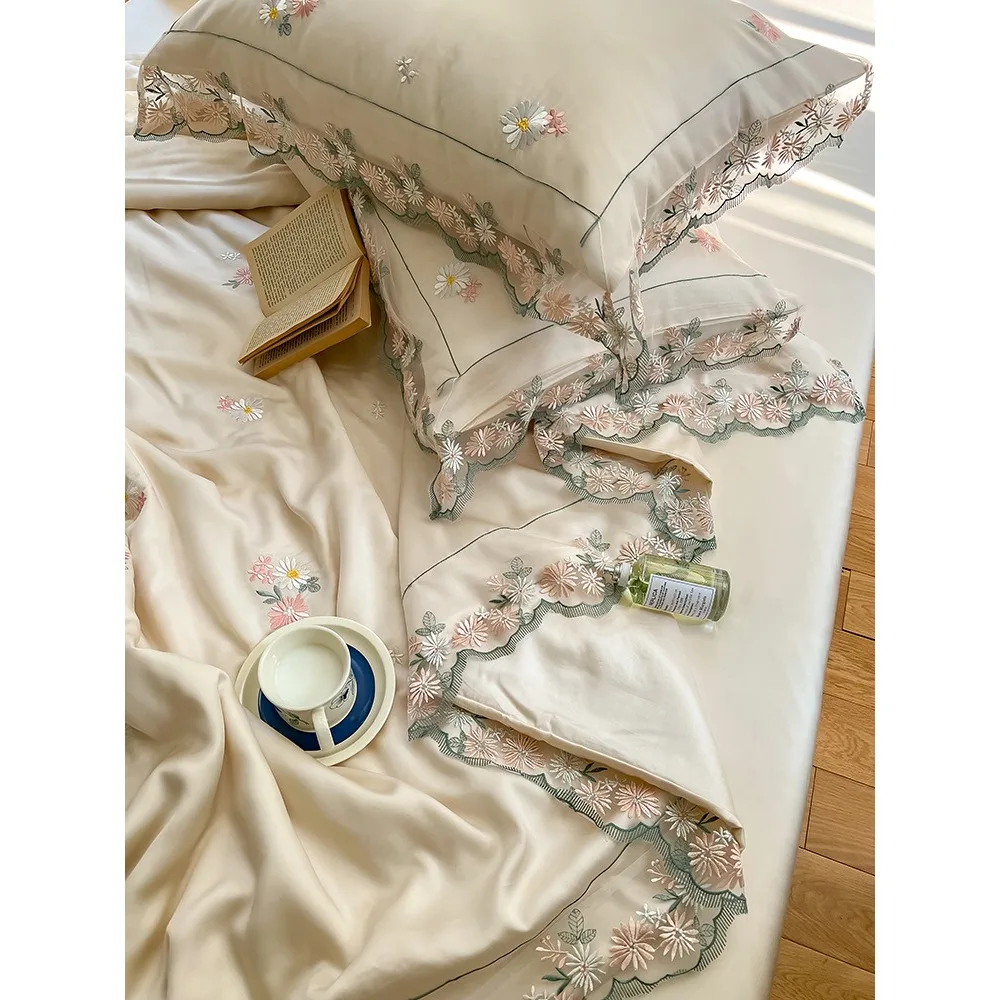 Summer 100 Lanjing Tiansi, Summer Cool Quilt Set of Four, Cool Feeling Ice Silk Air Conditioner, Lace Lace Lace, Sleeping Naked