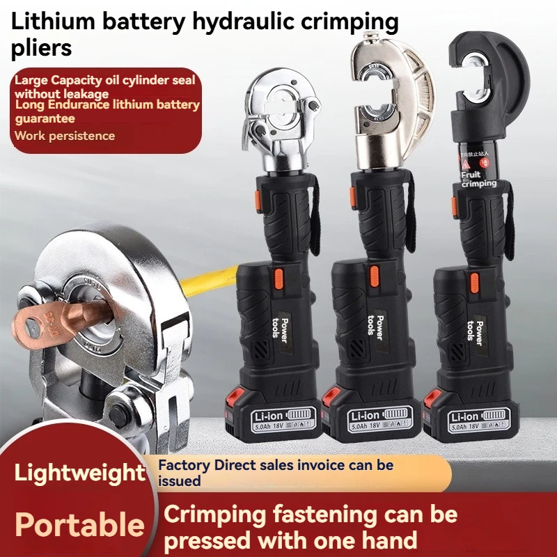 Electric Hydraulic Crimping Pliers with Round Head, Portable Straight Handle Tool for Copper Aluminium Tubular Cable Terminals