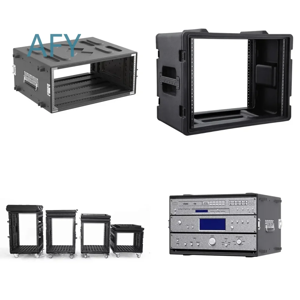 4U 6U 8U Heavy-Duty Audio Rack Road Case for DJ Equipment Studio Gear Touring Flight Carry Storage Transport Protection Hard