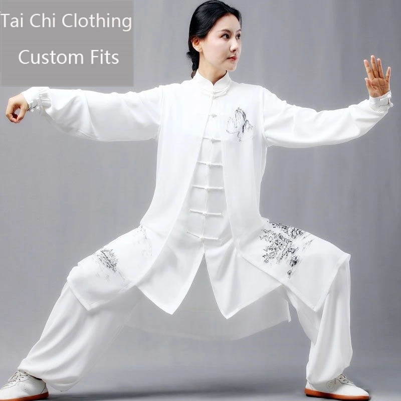 

Ручная роспись тушью пейзажный костюм Тай Цзи женская новая одежда для тренировок по теньбоксингу мужская весенне-осенняя элитная одежда