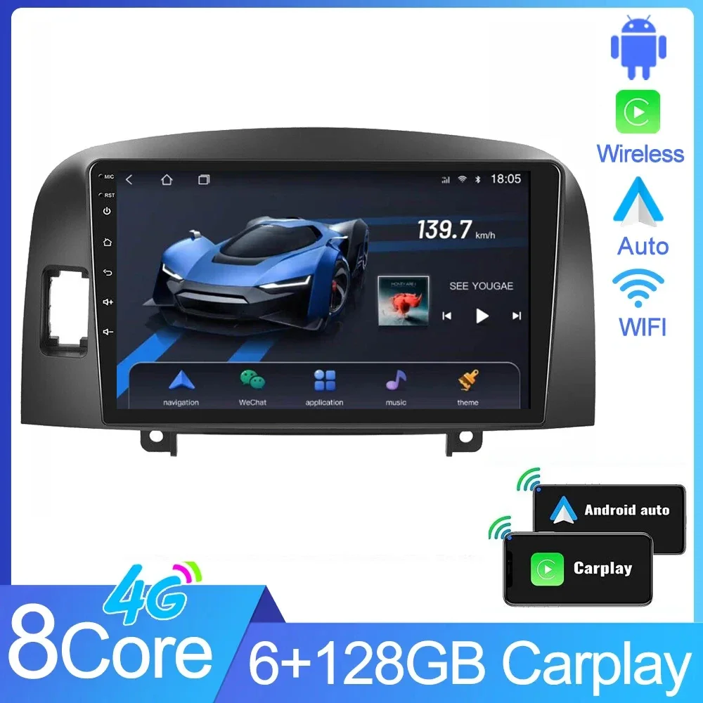 

2Din Android 13.0 Car Multimedia For Hyundai Sonata NF 2004 2005 -2008 GPS HIFI 4G LTE Head Unit Radio wireless CarPlay DSP RDS