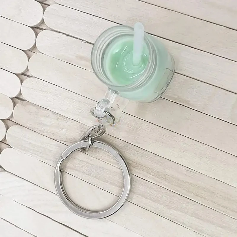 Small BobaMilk Tea Cup Chains Bubble Tea Keychain KawaiiCar Keyring
